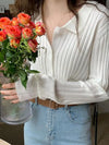 Women's V-Neck Button Pullover Sweater - Soft Knit Autumn/Winter Jumper, One Size (Bust 74-96 cm / 29.13-37.80 in)