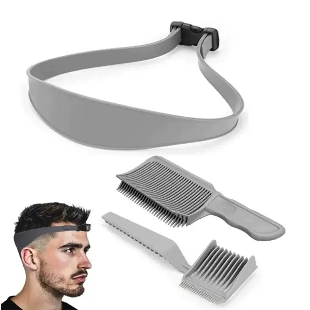 Adjustable Hairline & Neckline Trimming Guide Set – DIY Haircut Template with Silicone Headband & Clipper Comb
