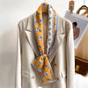 Women's Silk-Feel Printed Long Narrow Scarf 12 x 148 cm (4.7 x 58.3 in) - 50+ Colors | Headband & Shawl