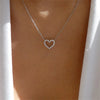 Crystal Hollow Heart Pendant Necklace - Romantic Zircon Link Chain for Women