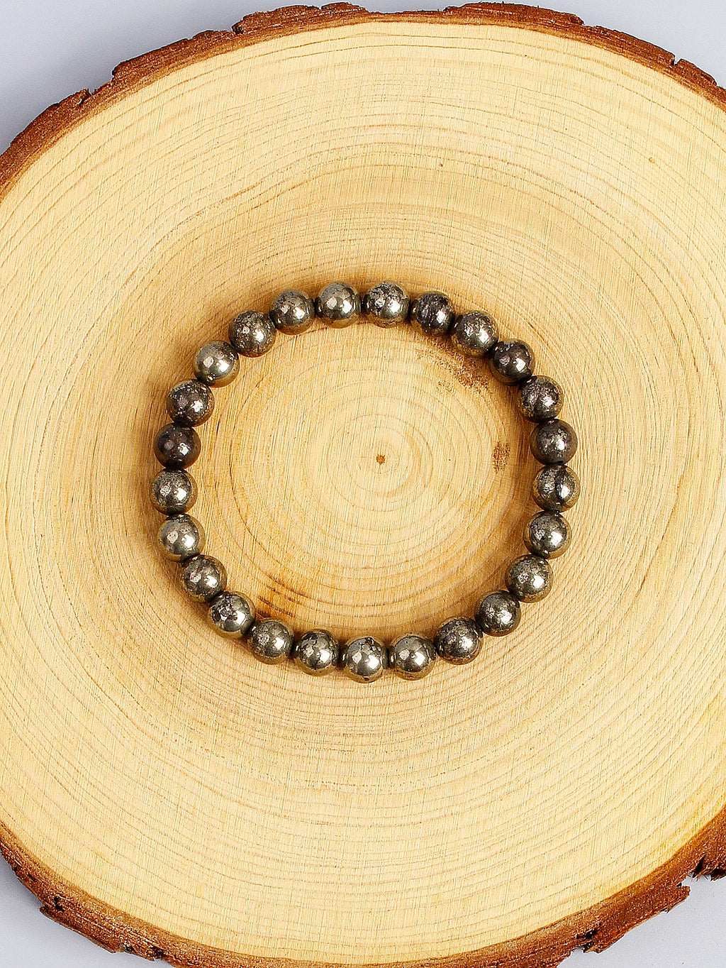 Natural Pyrite Bead Bracelet Unisex Healing Stone Jewelry for Wealth Abundance and Protection