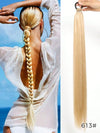 YELOWTIM 28-Inch (70 cm) Synthetic Ponytail Extension with Elastic Band – Straight Braided DIY Hair Piece, Black/Brown
