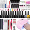 Gel Nail Polish Kit with UV/LED Nail Lamp & Electric Nail Drill — 10-Color Gel Polishes, 4 Poly Extension Gels, Base & Top Coat, Complete Manicure Set