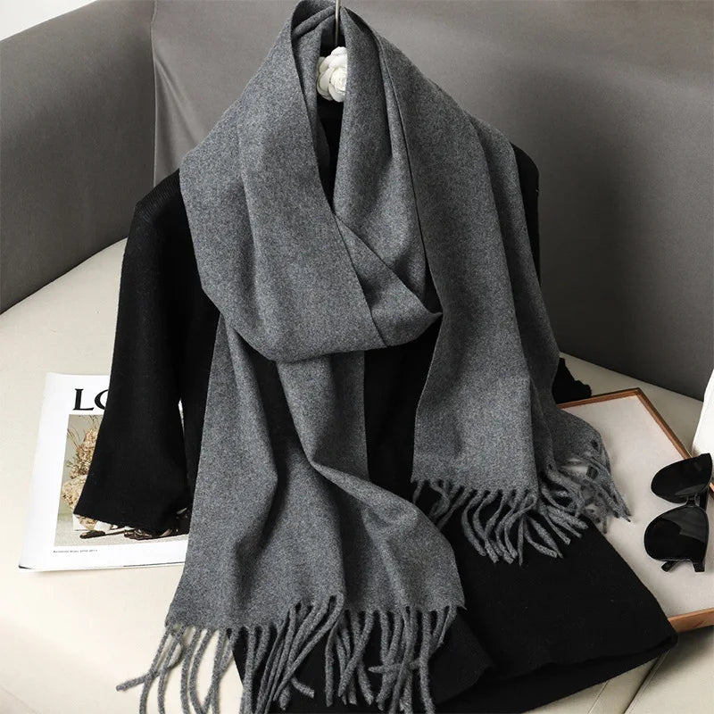 Women's Winter Scarf, Thick Cashmere-Look Pashmina Shawl with Tassels, Windproof Wrap, 175+ cm (69+ in) — 62 Colors