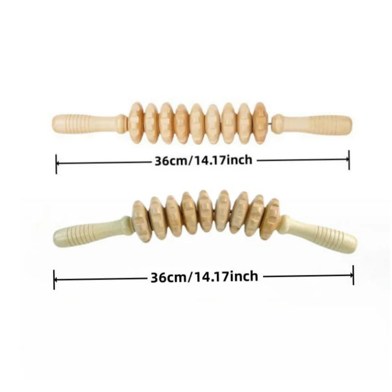 Wooden Curved Fascia Massage Roller - Cellulite Reduction & Muscle Tension Relief for Legs & Body