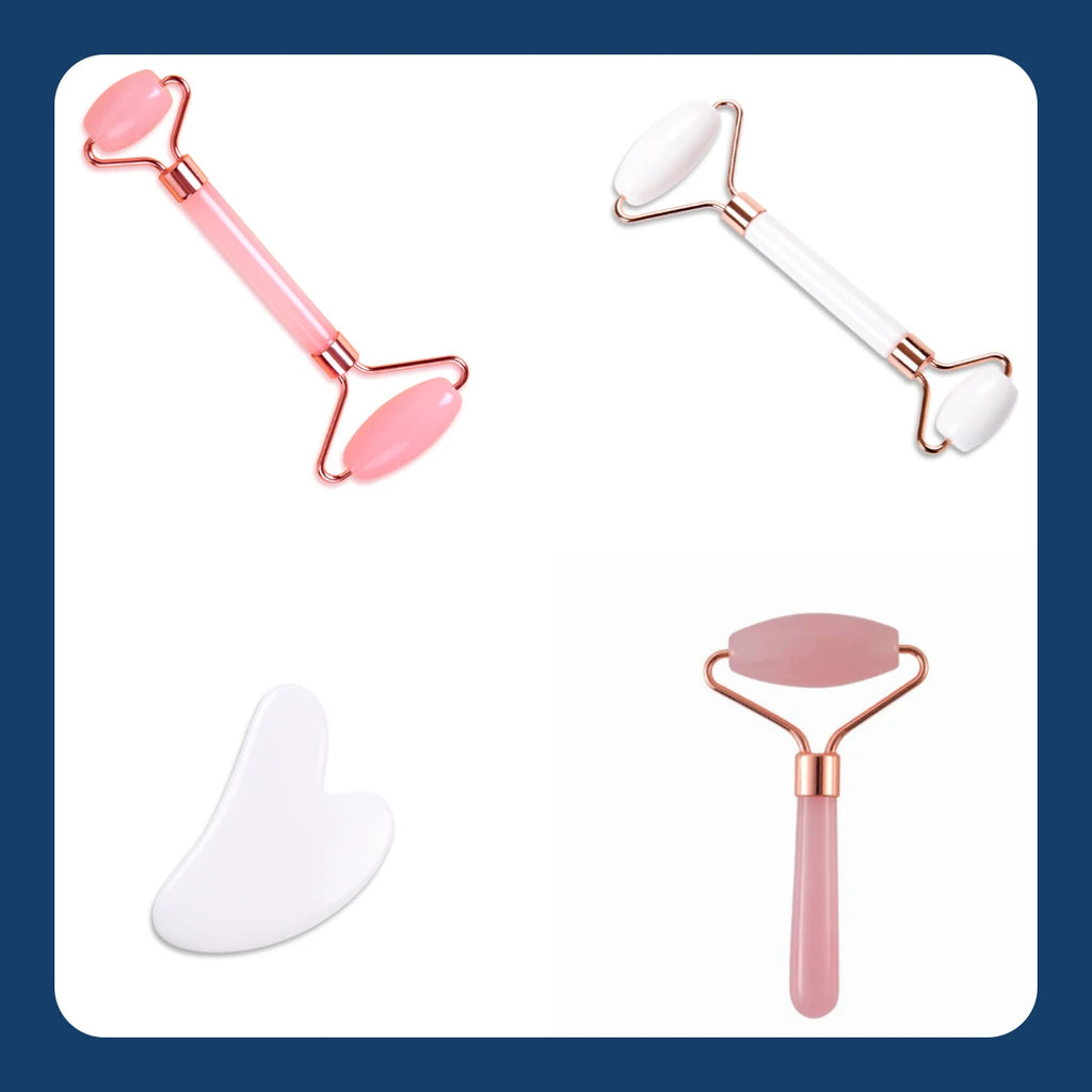 Natural Resin Gua Sha and Facial Roller - Massager for Face, Neck & Eyes