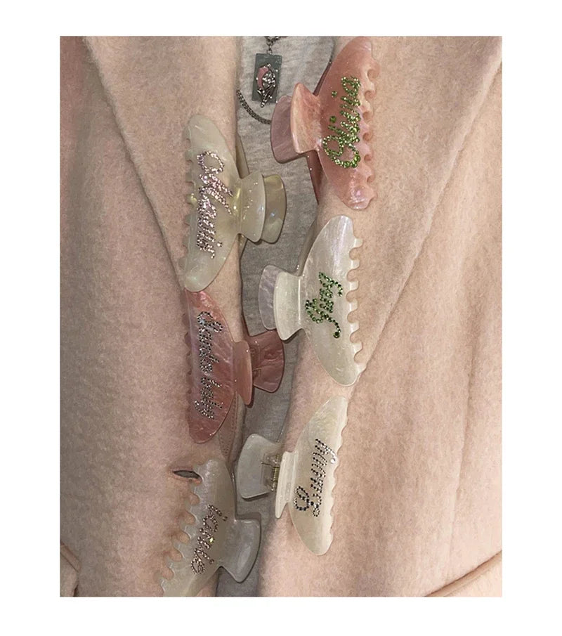 Personalized Letter Hair Clip - Handmade Custom Name Hair Claw Barrette with Rhinestones, 10cm x 4cm (3.94 in x 1.57 in)