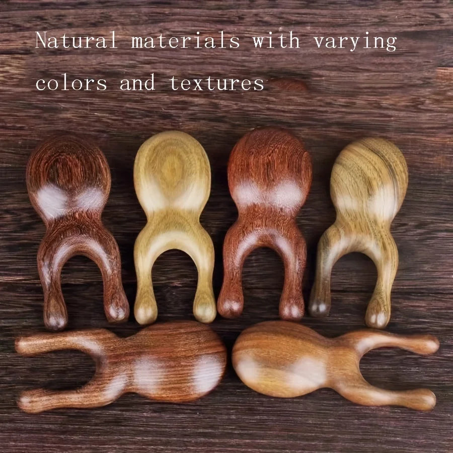 Sandalwood Frog Gua Sha Massage Tool – Portable Wooden Face, Eye, Ear & Nose Massager (1pc)
