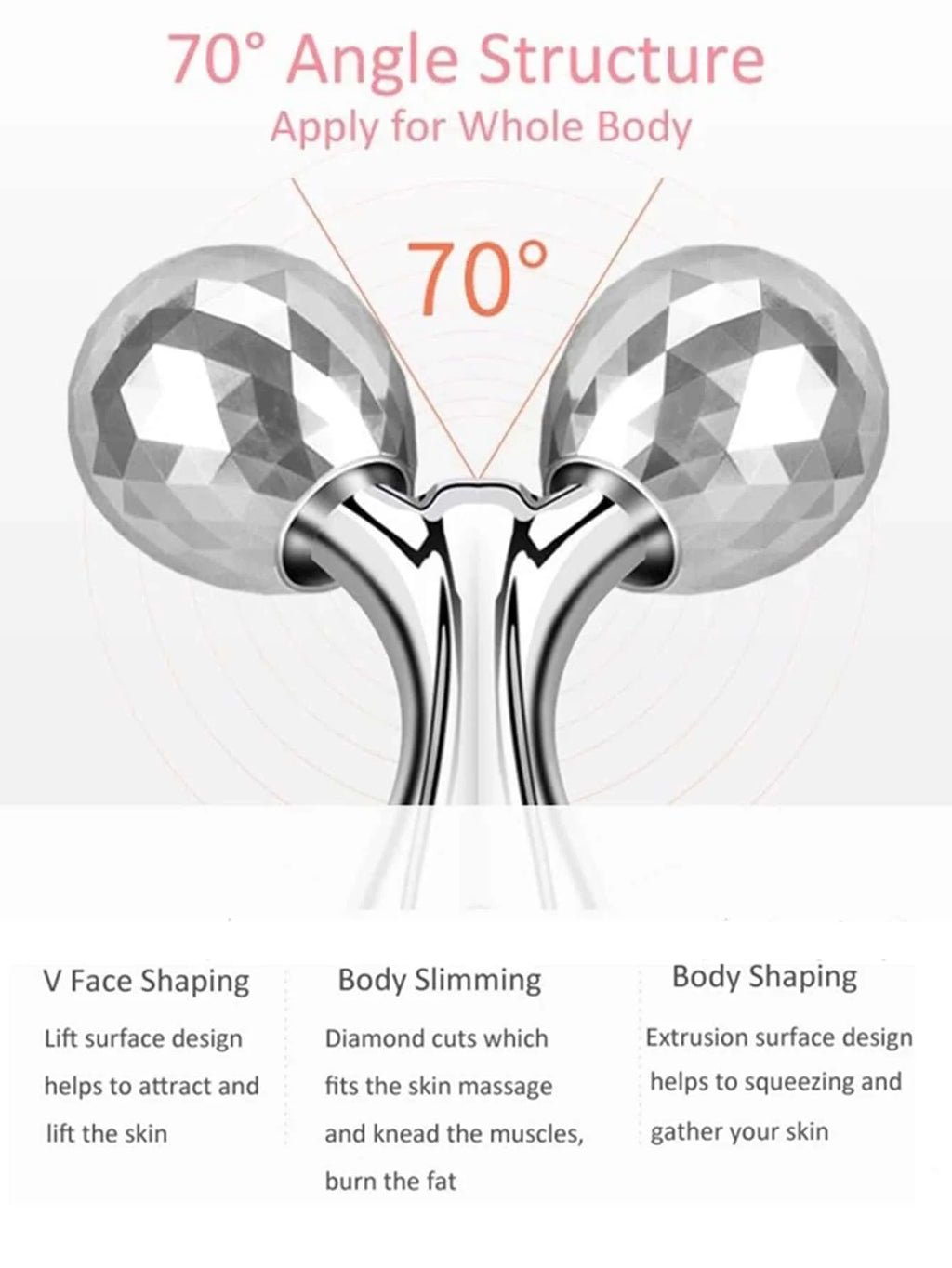 Y-Shaped 3D Face Roller Massager – 360° Rotating Manual Facial Lift & Body Wrinkle Remover, Silver