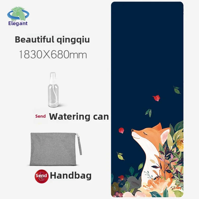 Suede Chamois Yoga Mat 183 x 68 cm (72 x 26.8 in) - Portable Foldable Non‑Slip Exercise Mat for Yoga, Dance & Jump Rope