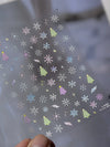 Pink Christmas Tree 5D Embossed Nail Art Stickers – Snowflake & Star Self-Adhesive Decals (4.06 x 3.15 in / 10.3 x 8 cm)
