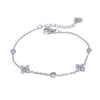 Delicate Cubic Zirconia Flower Chain Bracelet – Stainless Steel Thin Link, Lobster-Clasp, Rust-Proof Dainty Women's Jewelry Gift