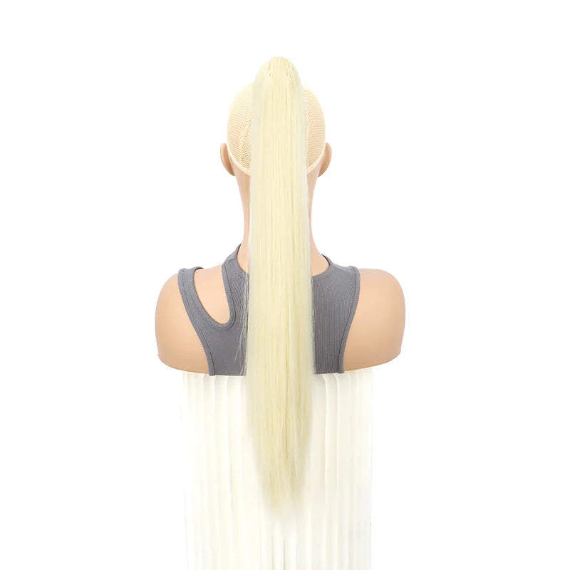 24-Inch (61 cm) Clip-In Straight Ponytail Hair Extension, Heat-Resistant Synthetic Claw Clip for Women, Blonde/Black