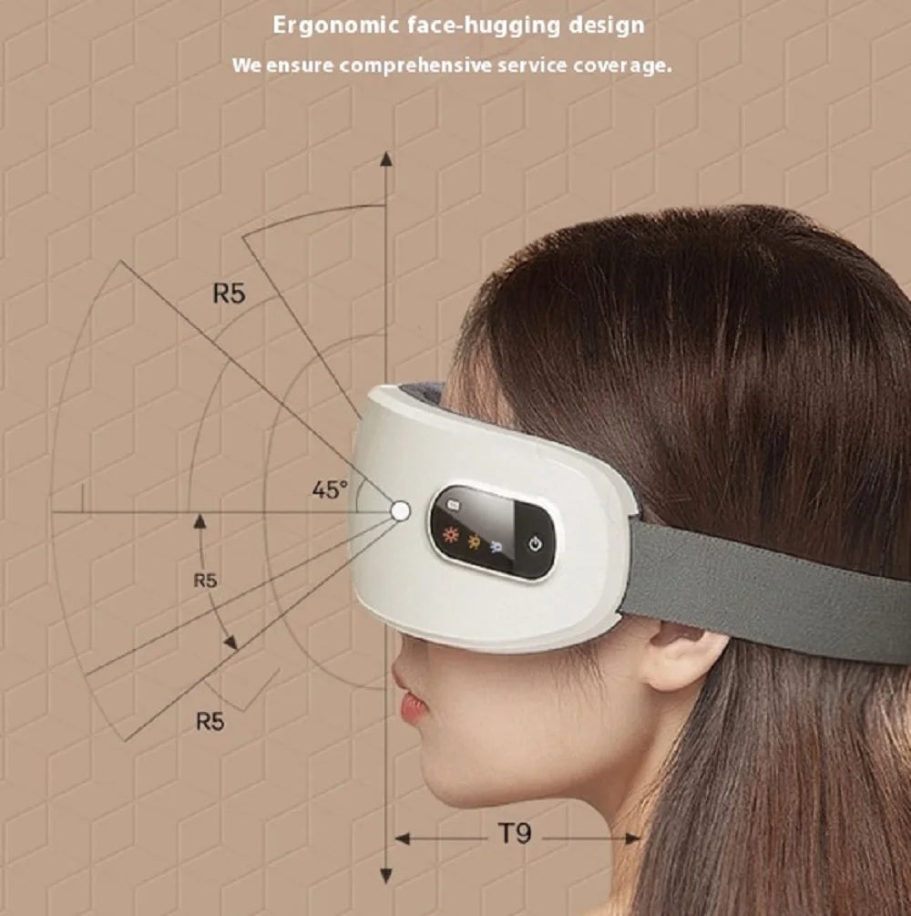 Rechargeable Bluetooth Eye Massager with Heat & Vibration – Foldable Hot Compress Eye Mask for Eye Care & Relaxation