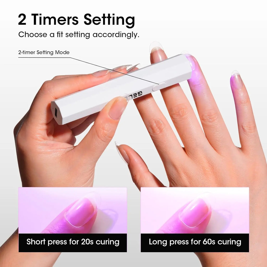 Mini USB-C Rechargeable UV Nail Lamp - Portable 3W Gel Nail Dryer with 20s/60s Timer, Handheld Travel Curing Light