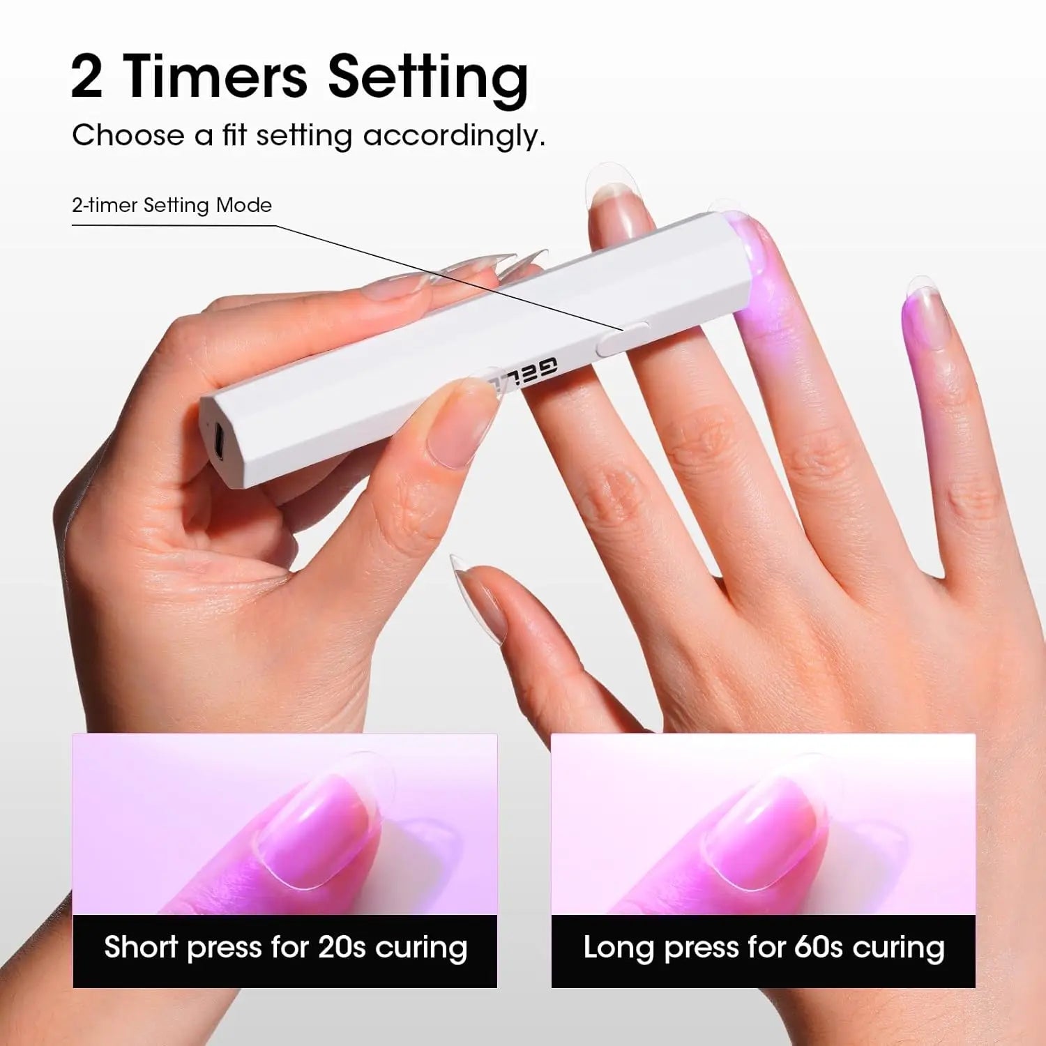 Mini USB-C Rechargeable UV Nail Lamp - Portable 3W Gel Nail Dryer with 20s/60s Timer, Handheld Travel Curing Light