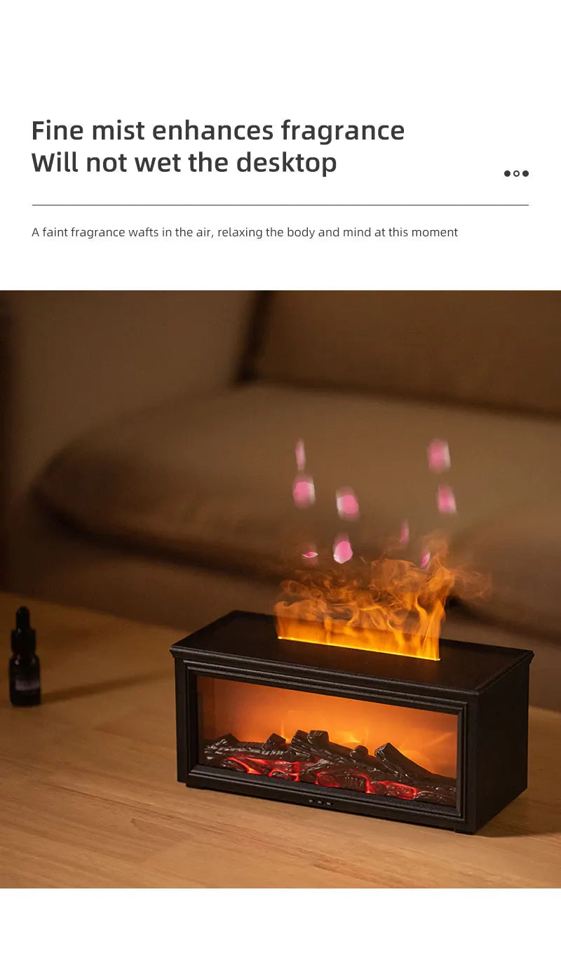 7-Color Mini Flame Aromatherapy Diffuser - Essential Oil Fireplace Humidifier