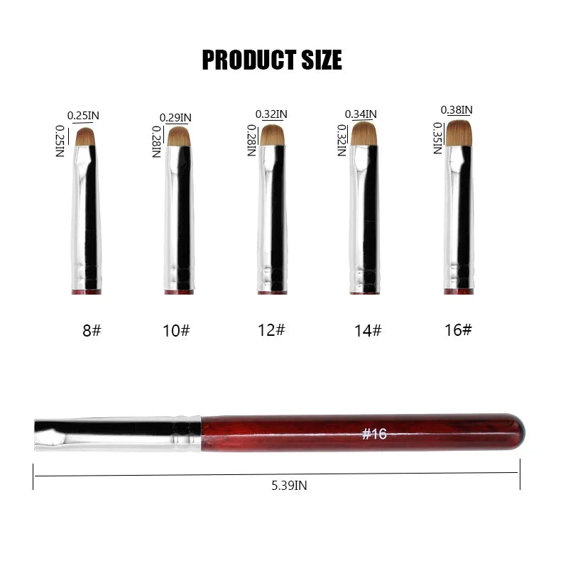 5-Piece Dual-Ended Nail Art Brush Set (Sizes 8–16) – Dotting Pens & Acrylic Gel Brushes for Manicure & Rhinestone Design