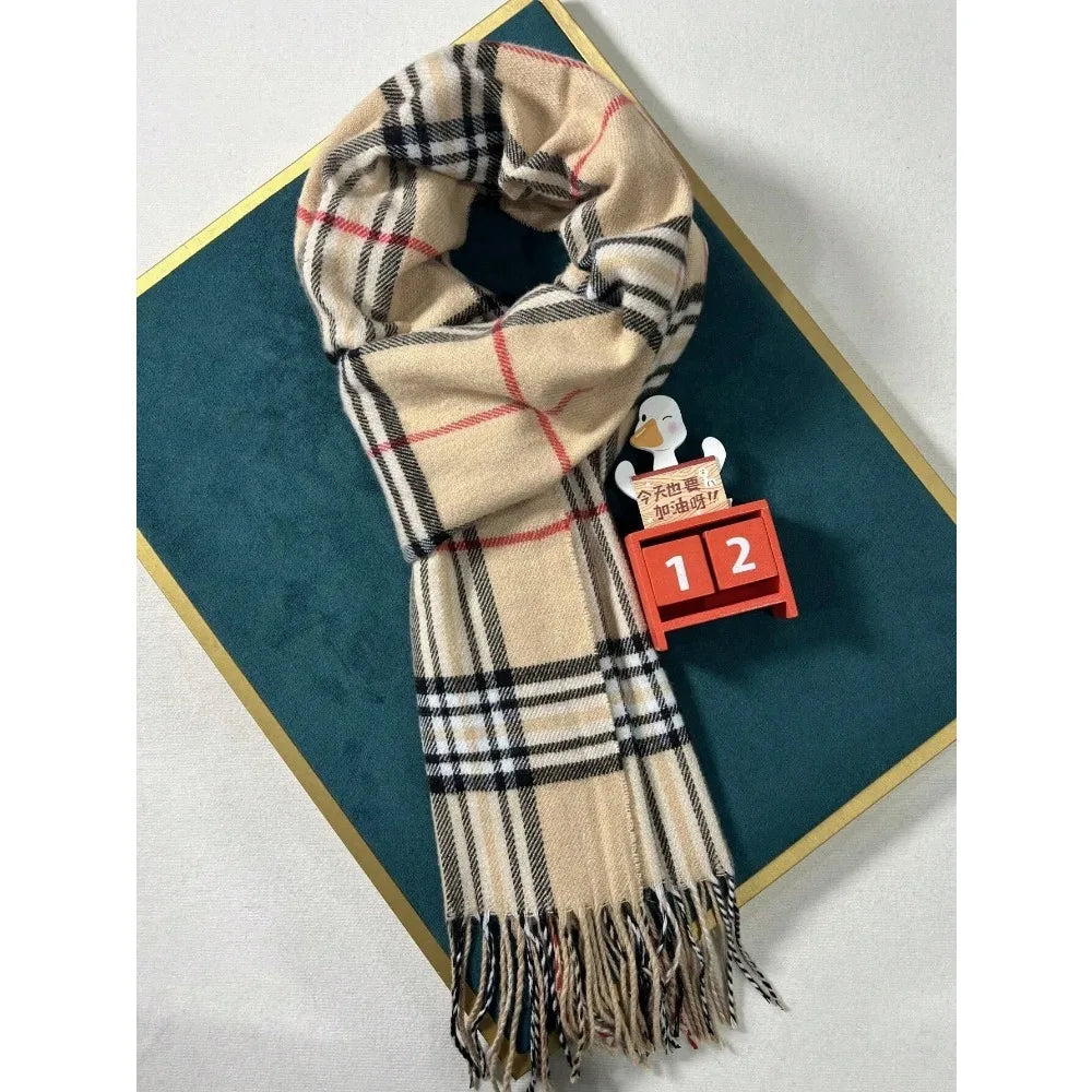 Plaid Cashmere-Feel Scarf for Women & Men — Warm Polyester Winter Shawl Wrap Pashmina