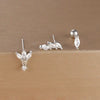 3-Pack 14K Gold-Plated Stainless Steel Crown Stud Earrings for Women with Crystal Zircon — Horse Eye Design