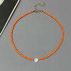 Shell Heart Choker Necklace with Colorful Glass Beads Adjustable 34+10cm (13.4+3.9in) Spring Summer Fashion Gift for Friend