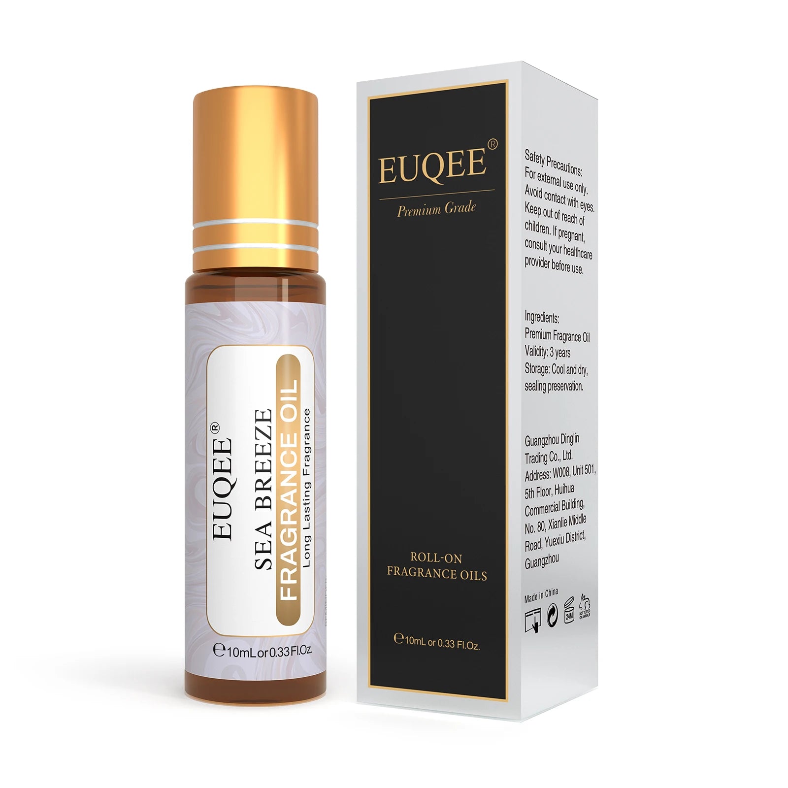 EUQEE 10ml Roll-On Fragrance Oil for Women - Portable Roller Perfume in Coconut Vanilla, Bubble Gum, Midnight Rose (Amber Glass)