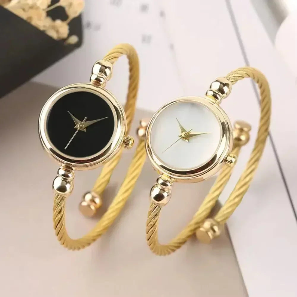 Gold Bangle Bracelet Watch for Women – Small Stainless Steel Quartz Ladies Wristwatch