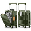 20-Inch Front-Opening Carry-On Luggage with Cup Holder, TSA Lock, USB Port, 360° Spinner Wheels, Hardshell, Front Laptop Compartment