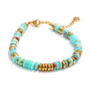 Colorful Natural Stone Beaded Bracelet - Handmade Stainless Steel Chain Bangle, Waterproof Boho Y2K Gift for Women