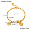 316L Stainless Steel Heart Charm Bracelet for Women 18K Gold Plated with Shining Zircon Pendant