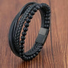 Braided Leather Rope Bracelet with Stainless Steel Magnetic Clasp, Unisex Charm Bangle — 21 cm (8.3 in)