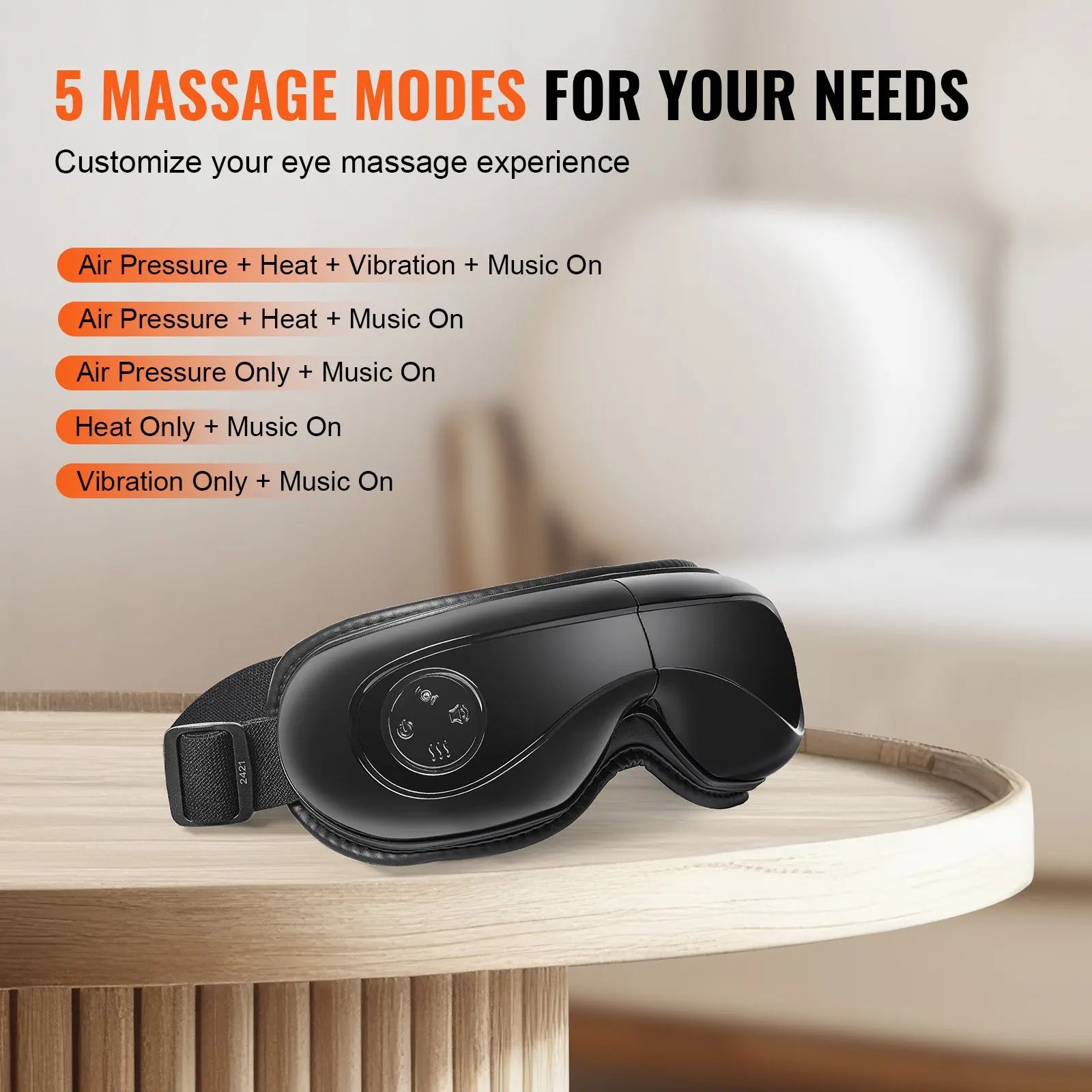 Eye Massager with Heat & Remote Control — 5 Modes, Bluetooth Music Eye Care Device