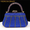 Rhinestone Evening Clutch Diamond-Style Minaudiere with Metal Handle & 47in (120cm) Chain