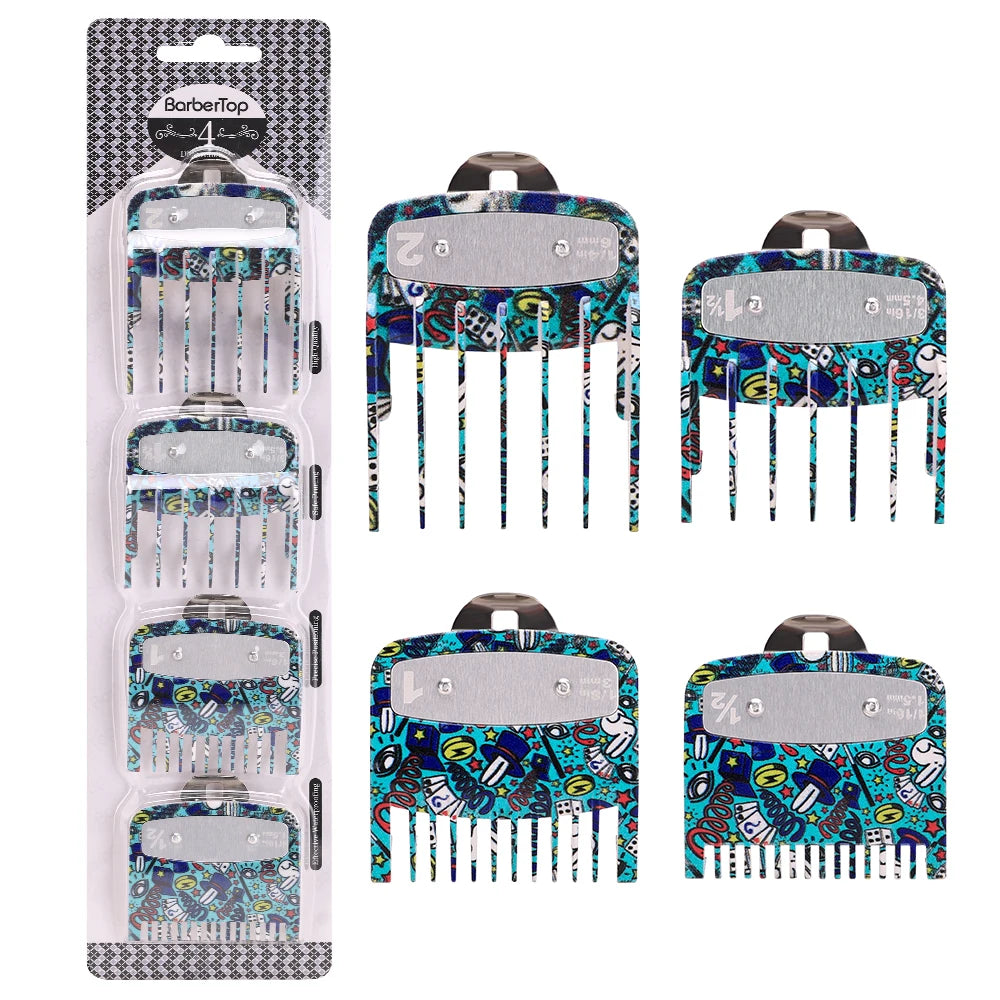 Barber Grade Stainless Steel Clipper Guide Comb Set 2/3/4-Pack Universal Fit Professional Trimmer Accessories