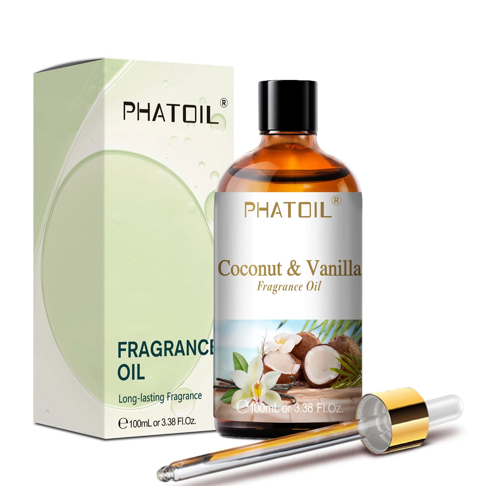 PHATOIL 100ml (3.4 fl oz) Fragrance Oil – Coconut & Vanilla, Bubble Gum, Sea Breeze, White Musk – Aromatherapy Oils for Candles, Soap Making & Diffusers