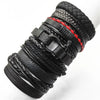 10-Pack Adjustable Black Woven Wrap Leather Bracelets – Handmade Unisex Rope Chain Lace-Up