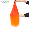 3-Pack 28-Inch (71 cm) Straight Crochet Braids Synthetic Hair Extensions High-Temperature Ombre Blonde Brown Gray