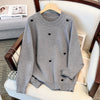 Plus Size Women's Oversized Knit Pullover Sweater – Loose Round Neck, Autumn/Winter, Black Gray, Sizes 5XL–9XL