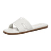 Women's Dressy Flat Slip-On PU Slide Sandals Comfortable Square Toe