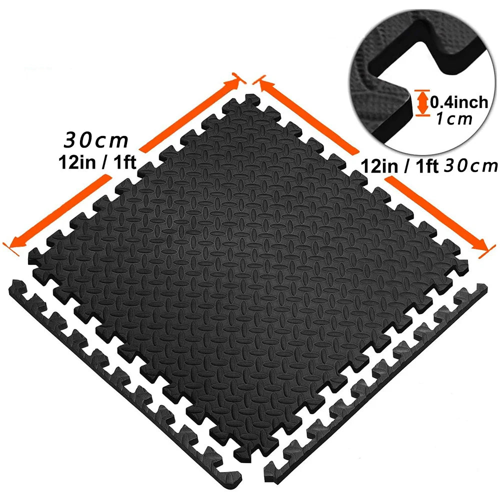 EVA Interlocking Puzzle Mat Tiles 12 in x 12 in (30 x 30 cm) 0.4 in (10 mm) Non-Slip Foam Floor for Home Gym, Yoga & Kids