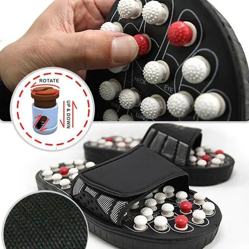 Unisex Foot Massage Slippers - Reflexology Acupressure Flip Flops with Rotating Beads, Waterproof PVC-EVA, EU Sizes 38-45