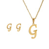 Stainless Steel Alphabet Initial Necklace & Stud Earrings Set – 26 Letter Personalized Jewelry Gift for Women