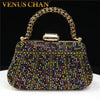 Rhinestone Evening Clutch Diamond-Style Minaudiere with Metal Handle & 47in (120cm) Chain