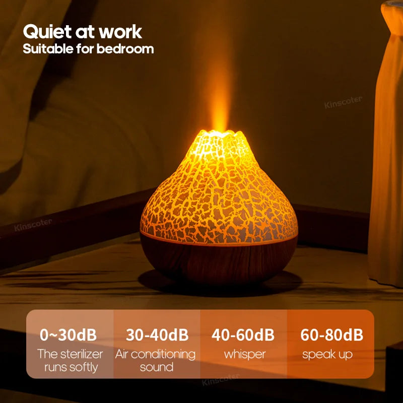 300ml USB Ultrasonic Volcano Air Humidifier Desktop Diffuser with 7-Color Night Light