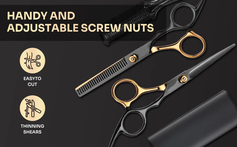 12-Piece Professional Hair Scissor Set – 6.75 in (17 cm) 4Cr13 Stainless Steel Barber Cutting & Thinning Shears