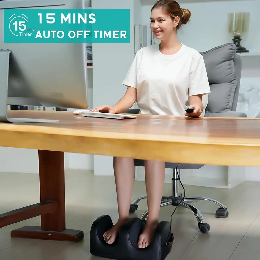 Electric Shiatsu Foot Massager with Heat & Kneading — 3 Intensity Levels, Bi-Directional Relief for Feet & Calves (Plantar Fasciitis)