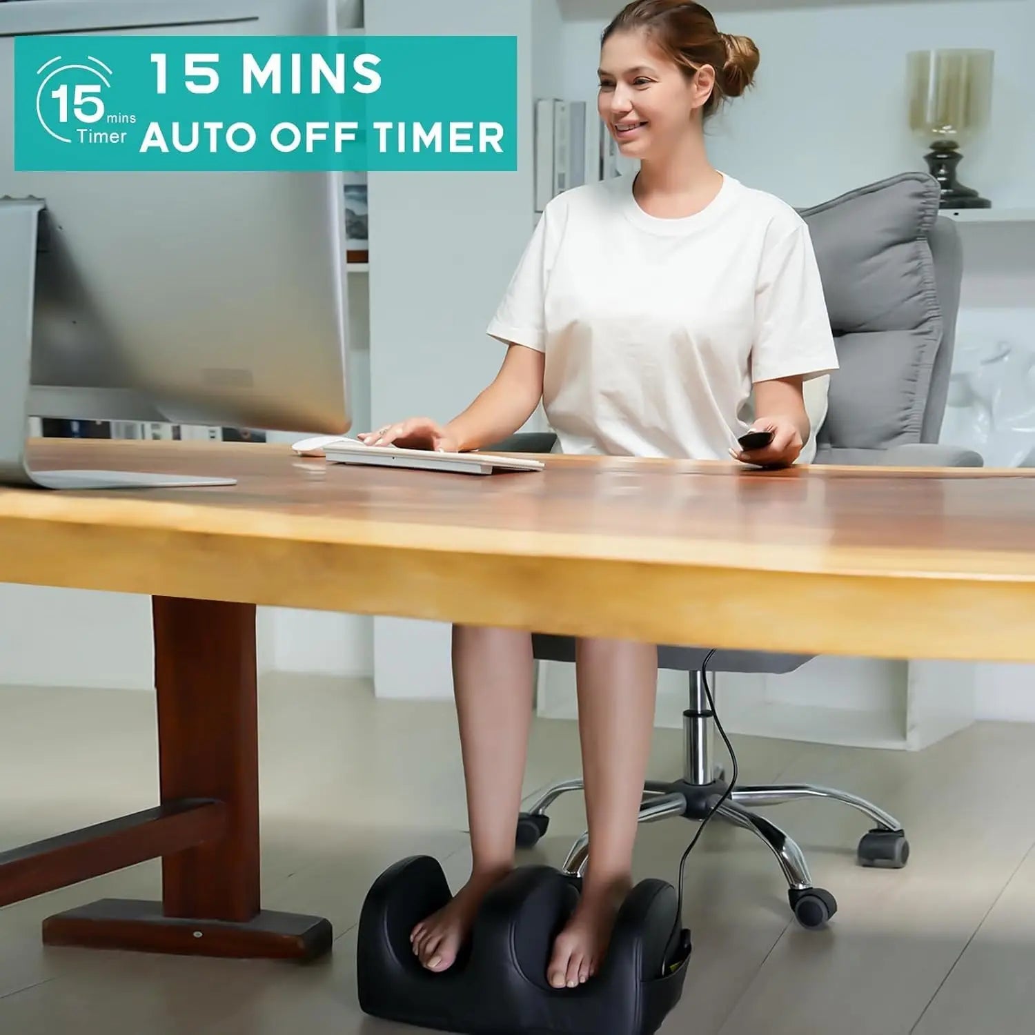 Electric Shiatsu Foot Massager with Heat & Kneading — 3 Intensity Levels, Bi-Directional Relief for Feet & Calves (Plantar Fasciitis)