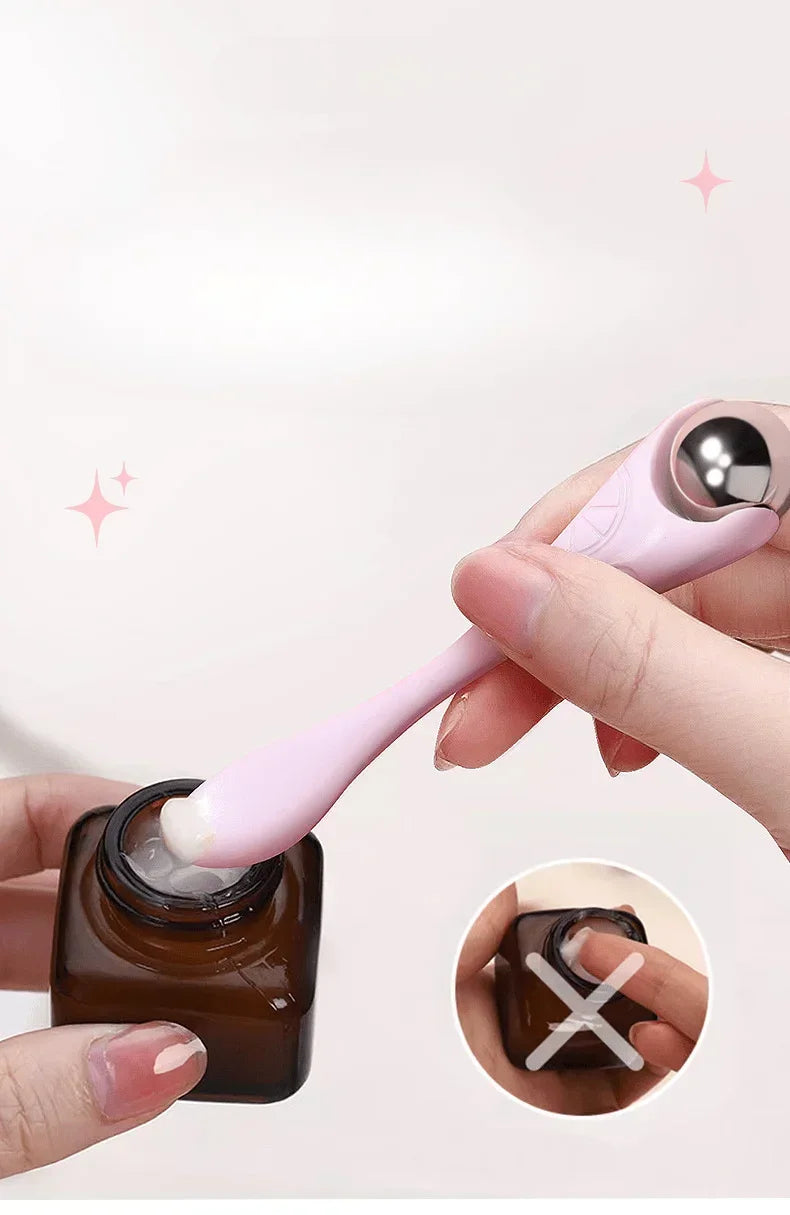 Double-Ended Eye Massage Roller – Gentle Manual Roll-On Under-Eye Massager for Puffiness & Dark Circles