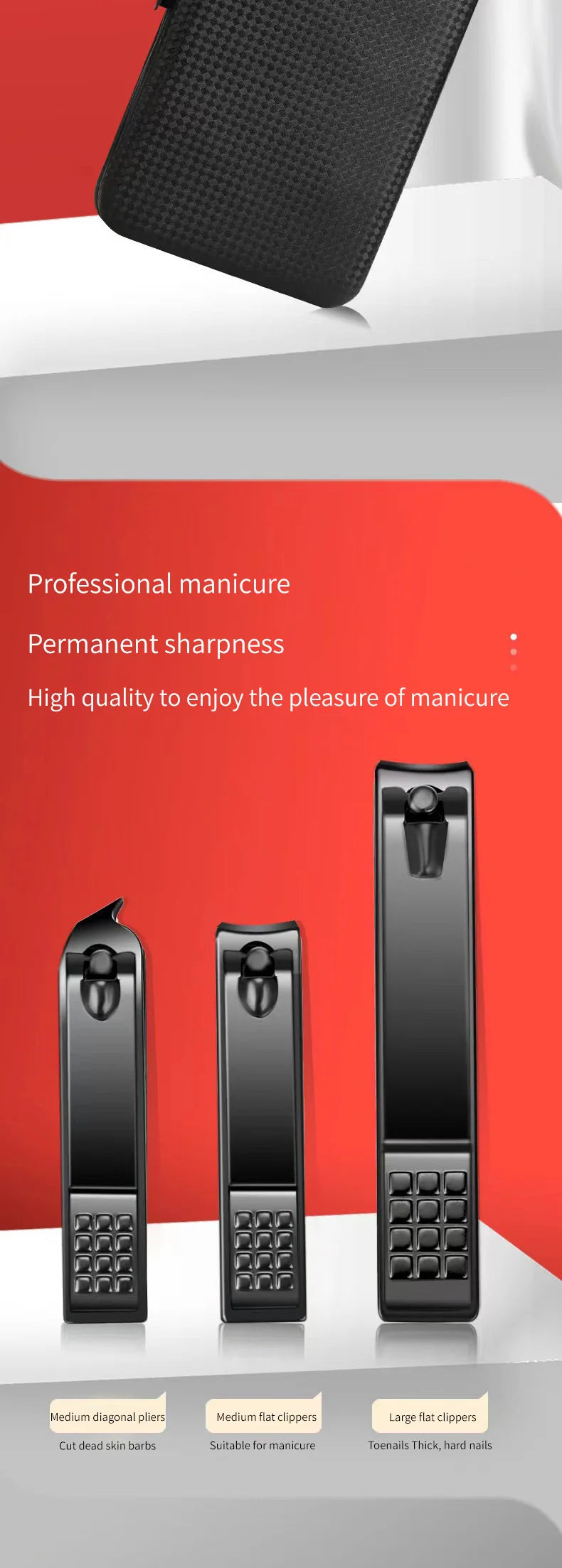 Black & Red Nail Clipper Set – Stainless Steel Manicure & Pedicure Tool Kit, Multi-Pack (4/7/10/12/16/18/24 Sets)