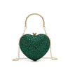 Heart Rhinestone Crystal Clutch - Diamond Inlay Mini Evening & Wedding Bag with Chain Strap